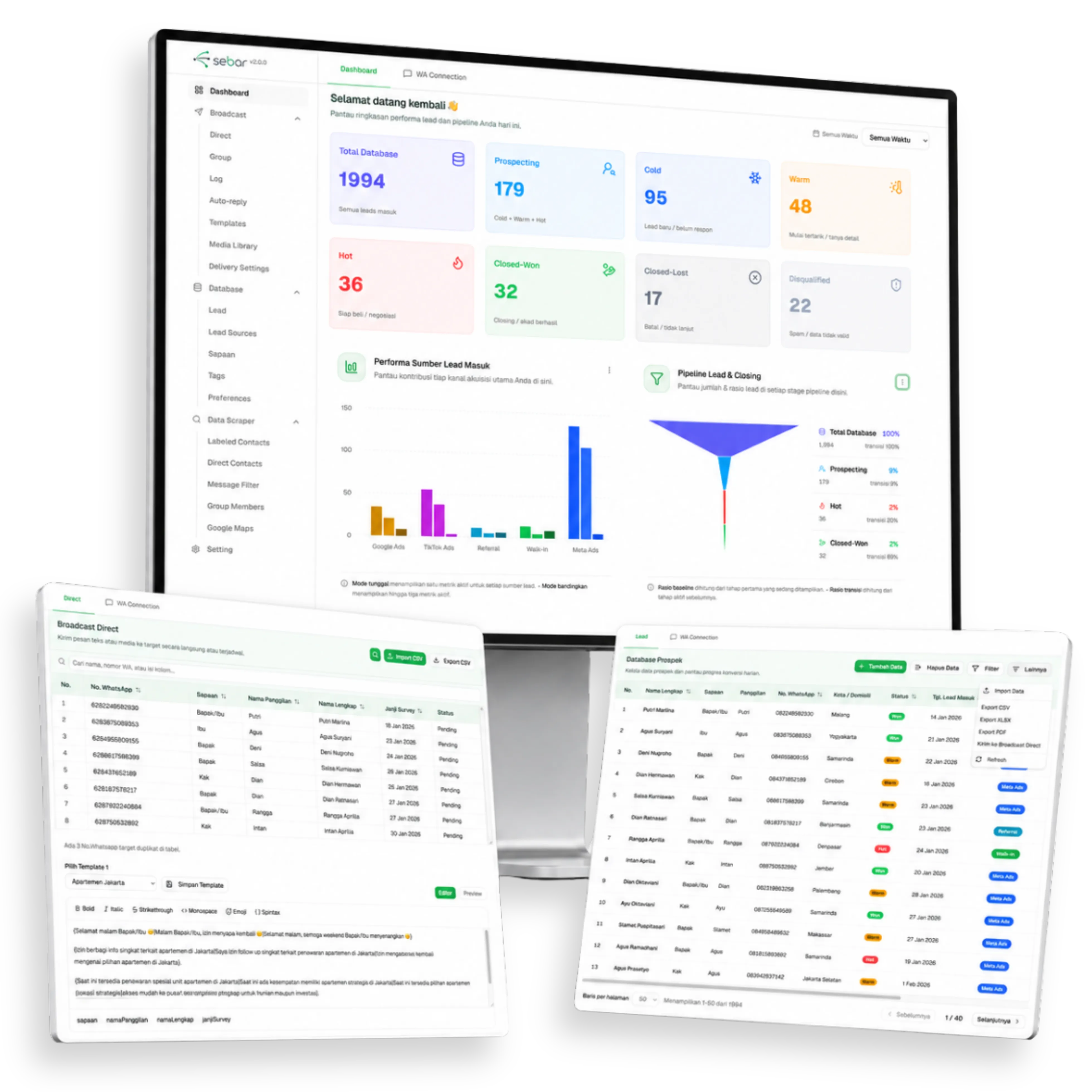 Tampilan Dashboard Sebar