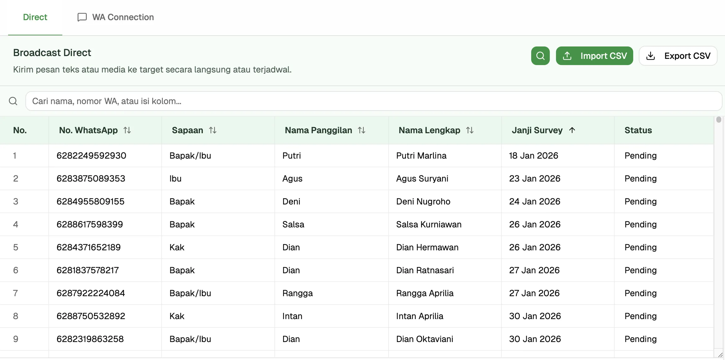 Broadcast Feature Dashboard